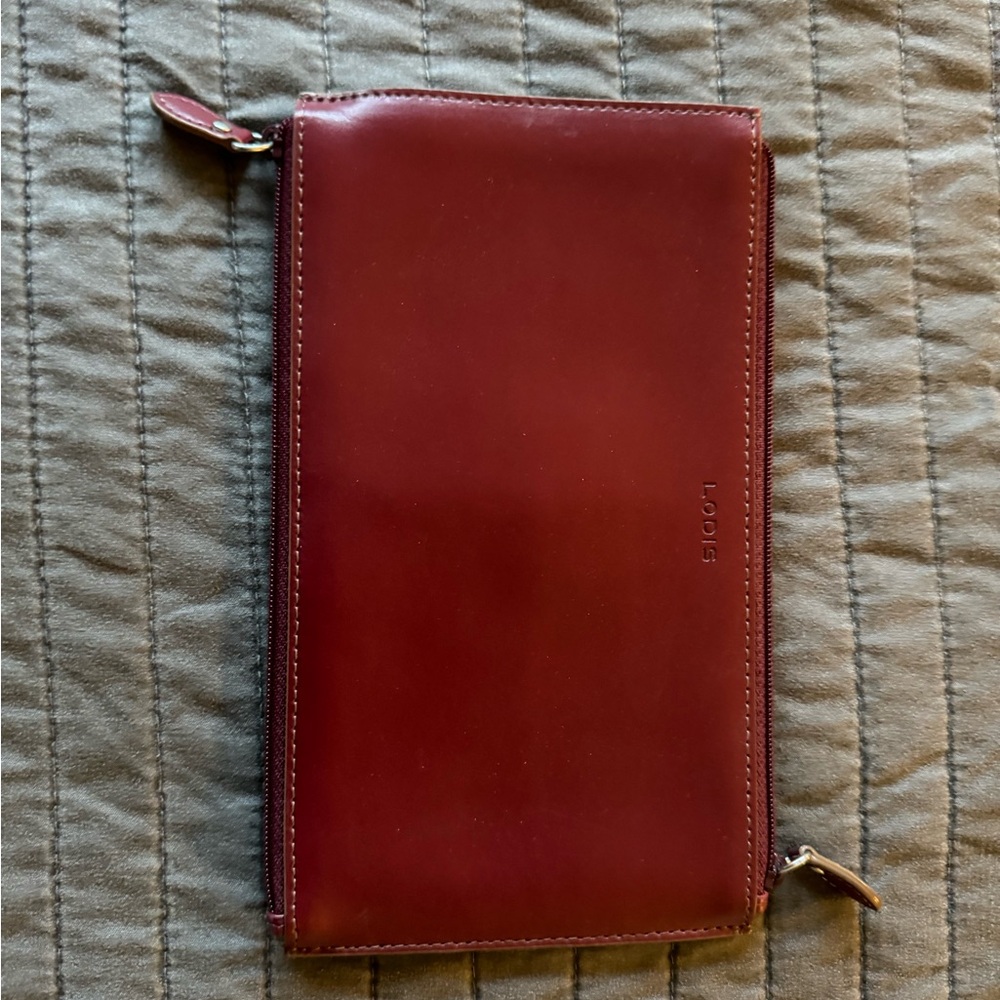 Lodis maroon/brick red clutch/wallet